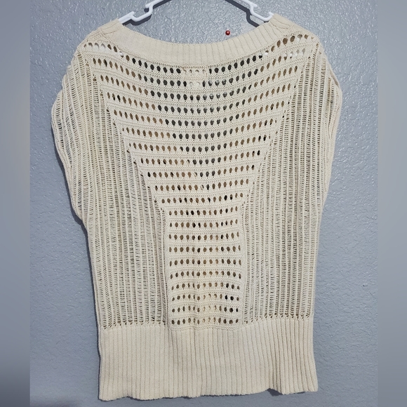 MUDD 100% Cotton Country White Plunging V-Neck Crochet Buttom Down Vest Size XL - Picture 10 of 11